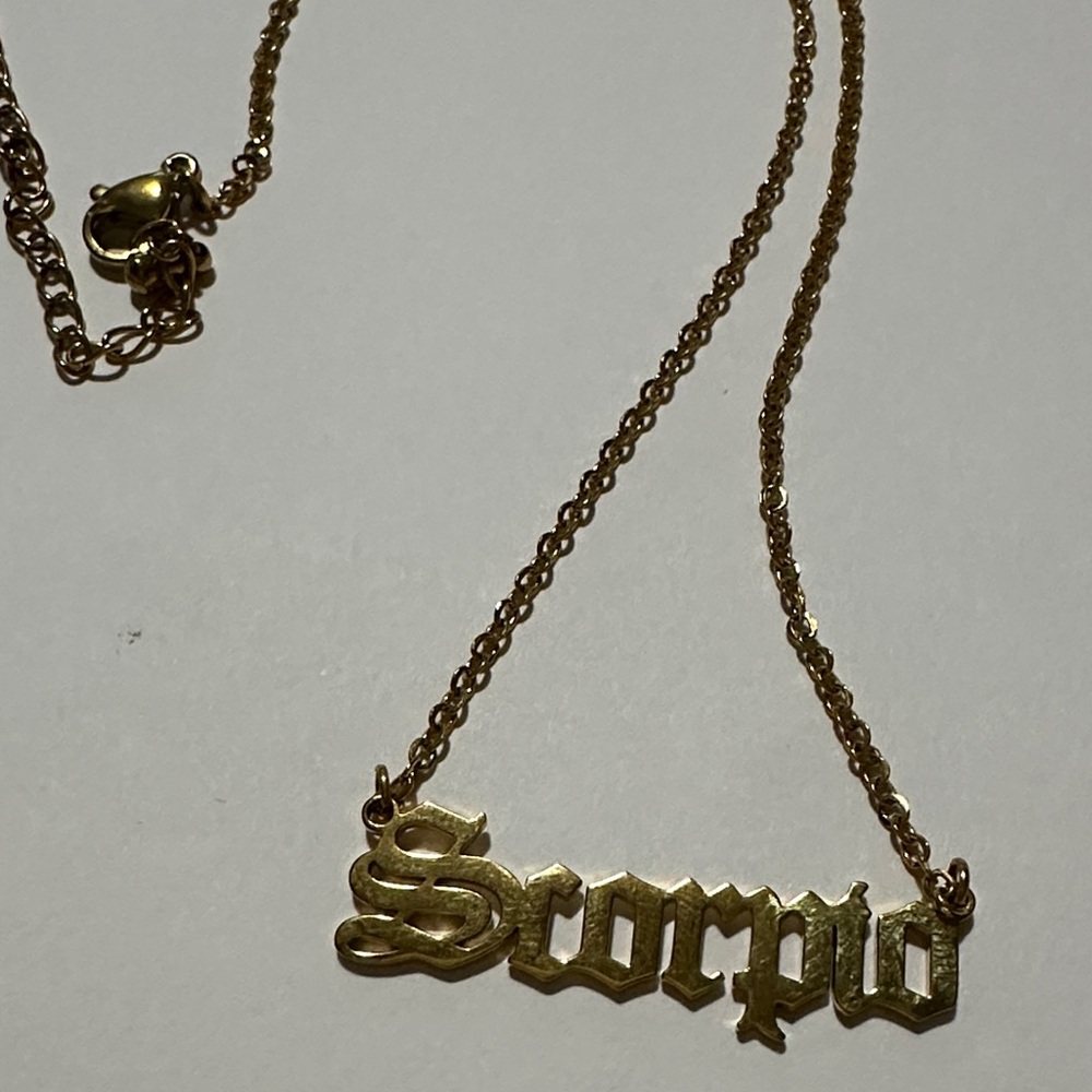 Gold Stainless Steel Scorpio Necklace - Picture 2 of 2